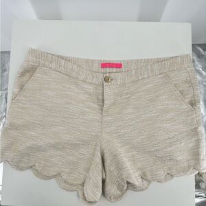 Lilly Pulitzer Buttercup Scallop Mini Shorts Size 14 Gold Ivory